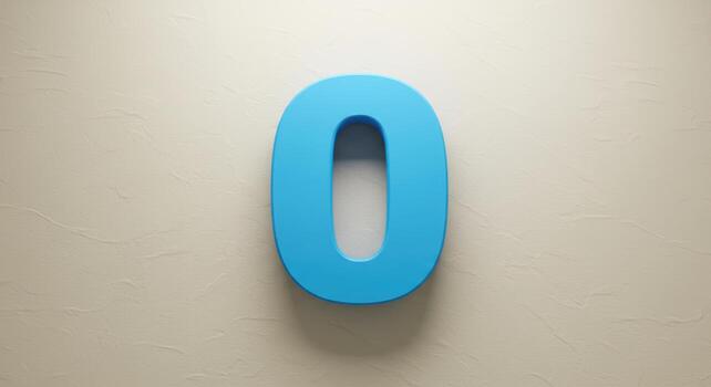 Number Zero in 3D Blue Design photo