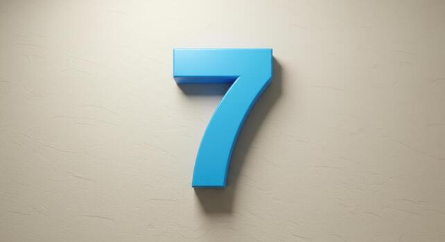 Minimal Number Seven on White Wall photo