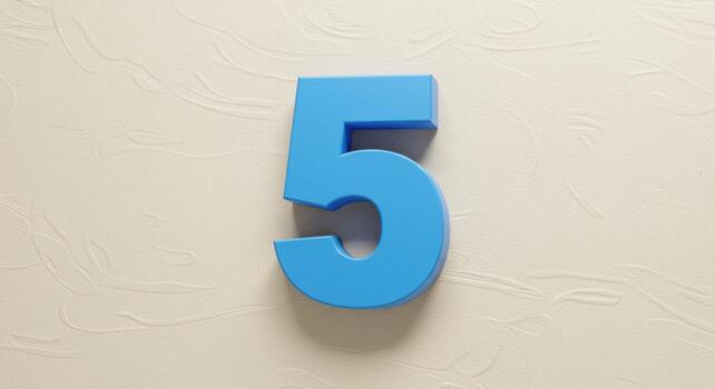 Digit Five Rendered in Bold Blue photo