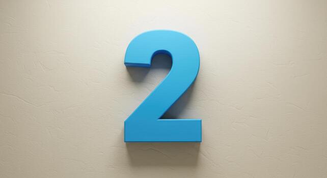 Bold Two Numeral 3D Typography photo