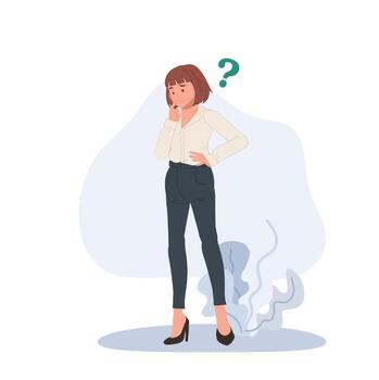 pensamiento, ayuda confuso gente de negocios preguntando preguntas con pregunta marca alrededor. vector