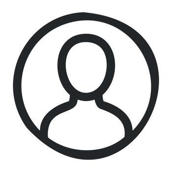 Blank user profile icon with circular outline in monochrome style vector