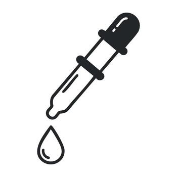 Pipette with droplet icon for liquid measurement and laboratory use vector