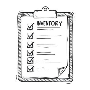 Simple inventory checklist on clipboard with checkboxes and lined paper vector