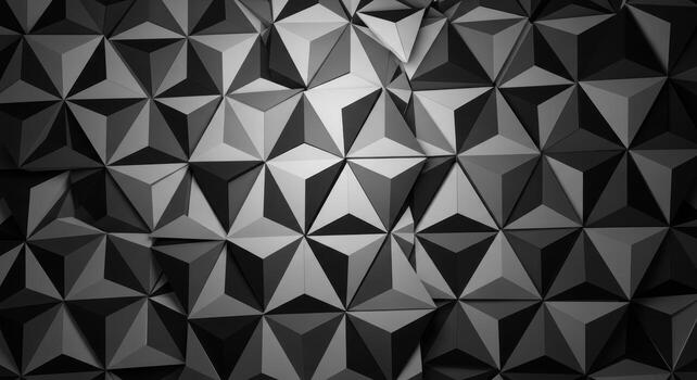 Geometric 3d abstract background with interlocking triangles in shades of gray pattern photo