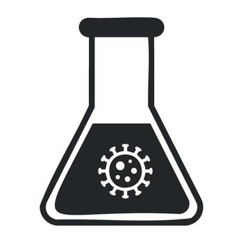 Laboratory flask with virus icon symbolizing scientific research and biochemistry vector