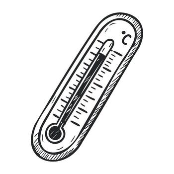 Vintage mercury thermometer sketch with celsius scale in intricate black design vector