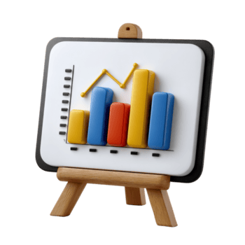 colorida 3d gráfico visualização em cavalete para o negócio apresentações e dados análise png