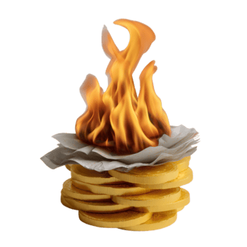Realistic Flaming Stack of Sliced Bananas with Flames Rising Above Paper on Isolated Background png