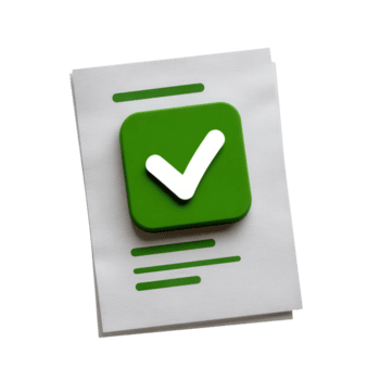 verde segno di spunta su documento simboleggiante approvazione e riuscito completamento di compiti e progetti png