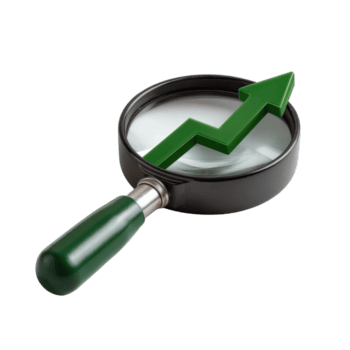 verde seta ampliação vidro conceito para o negócio crescimento e mercado análise dentro estoque fotografia png