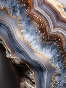 The Layered Stripes in a Slice of Polished Agate Stone photo