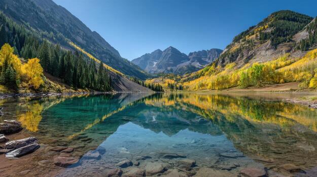 The Golden Aspen Trees of Colorado in a Wide Shot photo