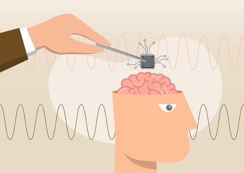 Humanoid robot, artificial intelligence, or brain enhancement vector