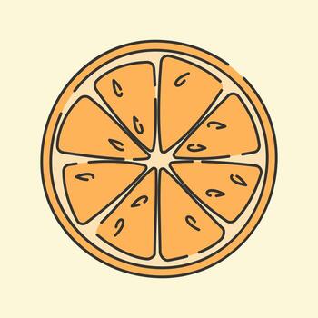 Orange slice Hand drawn style citrus slice for juice and fruit icons useful in smoothie and breakfast branding vector