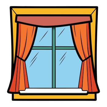 Sunlight and Open Window View Illustration vector