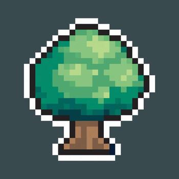 lush tree with outline in pixel art style vector