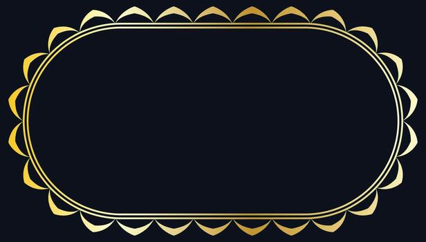 Round coner Rectangle golden certificate border pattern line photo frame islamic wedding invitation background with mandala squire frame vector