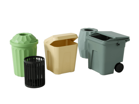 un isolé tableau de récipients en attente déchets dans une nettoyer environnement promouvoir responsabilité png