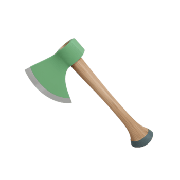 estilizado Machado com hortelã verde lâmina e de madeira lidar com em isolado transparente fundo, uma ferramenta png