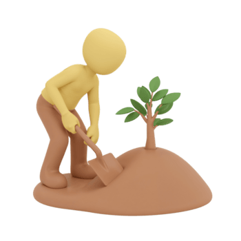 Conceptual rendering showcasing the act of planting a tree sapling for a greener future png