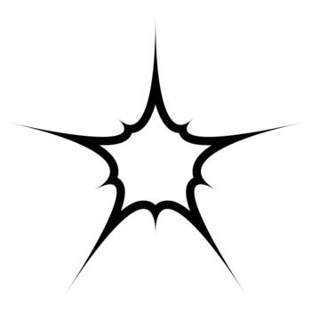 Retro futuristic Y2K starburst with a bold and edgy style. A dynamic cosmic shape with sharp points, ideal for cyber, sci fi, and nostalgic aesthetics. vector