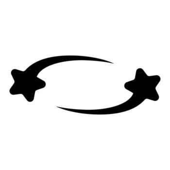 Futuristic Y2K swoosh orbit with star elements. A bold, retro cosmic design with space aesthetic. Perfect for sci fi, cyber, and nostalgic themes. Great for digital posters, cards and print projects. vector