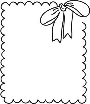 Decorative square frame outline with bow coquette vector