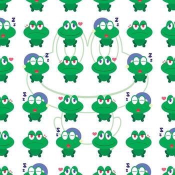 Frog emotions pattern set. vector