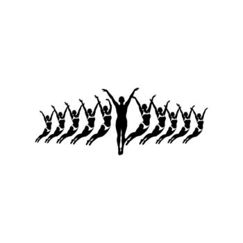 Black silhouettes of synchronized swimmers in dynamic poses on white background synchronized swimming vector