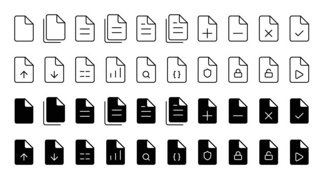 Document File Line and Fill Icon Set Illustration vector