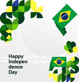 Brazil Independence Day card. Square geometric layout for templates social and web graphics. vector