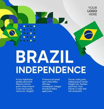 Brasil independencia día digital diseño en cuadrado formato con moderno bandera geometría, ideal para en línea nacional día saludos. vector