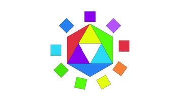 rgb colore teoria ruota nel grafico design 2d onboarding ui animazione. visivo armonioso tavolozze. spettro geometrico preparativi animato cartone animato piatto concetto, App intro 4k isolato su bianca video