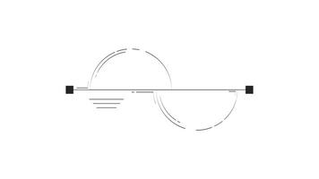 semicírculo grafico con línea gráfico contorno 2d objeto garabatear animación. infografía elemento. oponiéndose semicírculos comparación animado articulo aislado en blanco. monocromo lineal dibujo 4k video