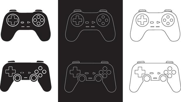 minimalista juego de azar controlador iconos juego controlador iconos conjunto para ui, impresión y digital diseño vector