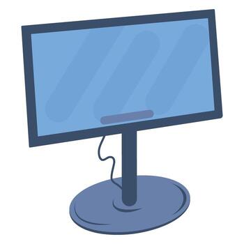 Blue Computer Monitor Illustration,Flat Screen Display Drawing, Technology Screen vector