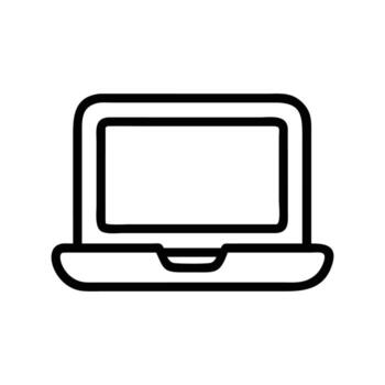 Simplistic laptop outline displays a blank screen, ready for a new project, with white background vector