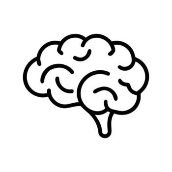 Simplistic brain contour displayed using a black outline on a white background vector