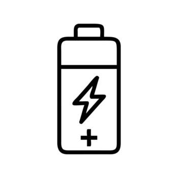 Battery outline with lightning bolt signifies power within in white background vector