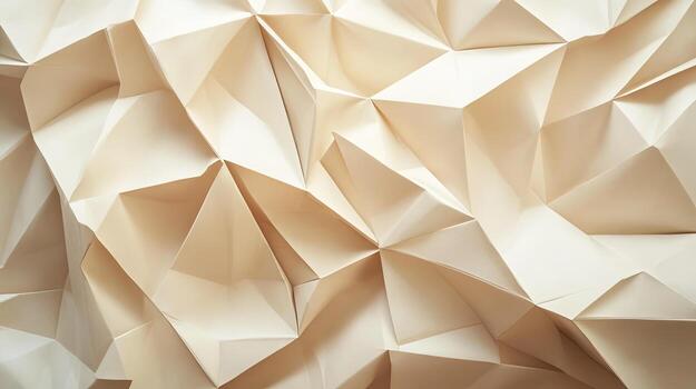 Abstract geometric shape with beige paper origami creates a unique angular design photo