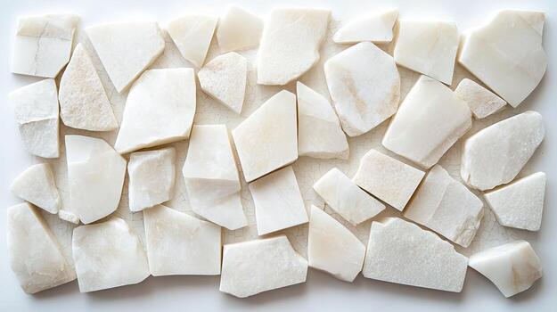 angular blanco ónix fragmentos son dispersado a través de un brillante, resistido superficie creando sutil textura foto