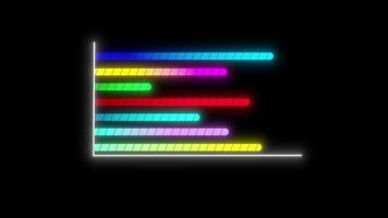 embrasé coloré Animé bar graphique montrant Les données Aller en haut et vers le bas dans noir Contexte. adapté pour réunions, présentations et affaires promo. video