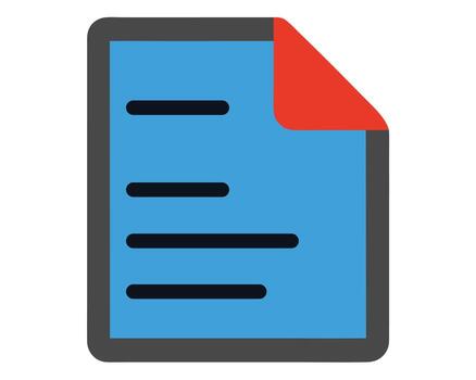 Serene Blue Document Icon A Calming Image of a Simple, Curled-Page Digital File Representing Information and Data Management vector