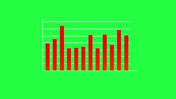 animerad röd bar Graf som visar data gående upp och ner i grön skärm bakgrund. lämplig för möten, presentationer och företag video