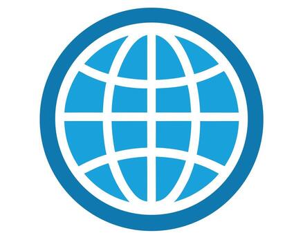 Serene Blue Globe Icon A Simple, Modern Graphic Representing Global Connection and International Communication - Professional digital artwork with vibrant colors and detailed composition vector