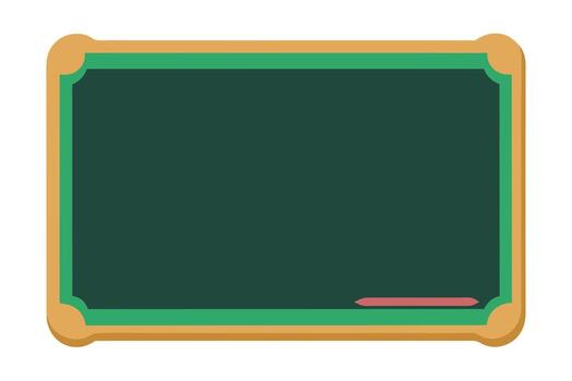 Blank Green Chalkboard with Wooden Frame and Chalk, Ready for Education, Classroom, or Menu Writing, Simple and Clean Design, Ideal for Back-to-School Projects vector