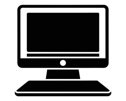 Sleek Black Desktop Computer Icon Simple, Minimalist Design for Modern Technology, Digital Workspace and Online Applications vector