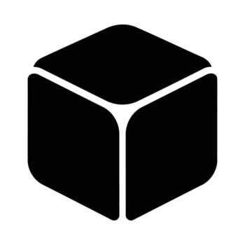 Black cube with rounded edges geometric shape vector