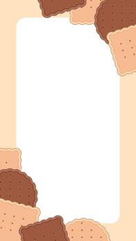 Vertical border of chocolate and vanilla biscuits with central white space for text or design. Stock illustration in flat style. vector